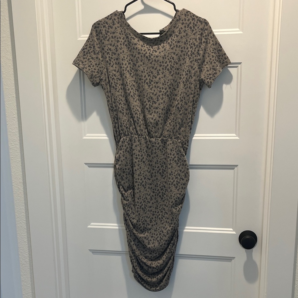 Fall Leopard Print Gray Dress
